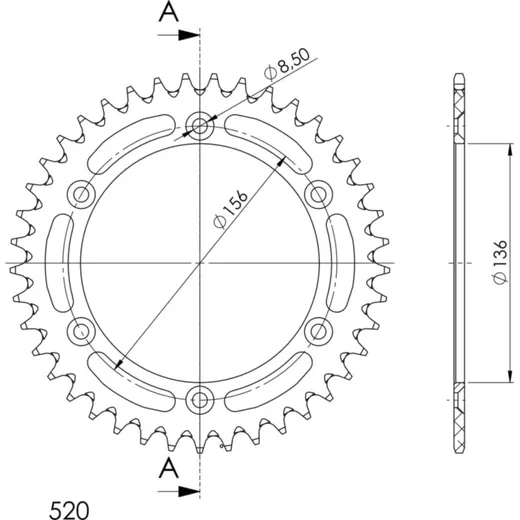 Alu-Rear Sprocket / Chain Wheel Supersprox 520/41t red 15206AR41