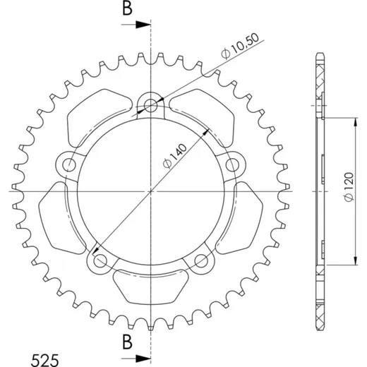 Alu-Rear Sprocket / Chain Wheel Supersprox 525/43t black 15604AK43