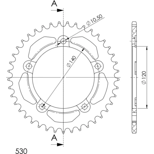 Alu-Rear Sprocket / Chain Wheel Supersprox 530/40t black 87603AK40