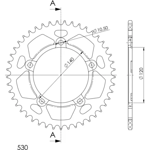 Alu-Rear Sprocket / Chain Wheel Supersprox 530/46t black 87603AK46