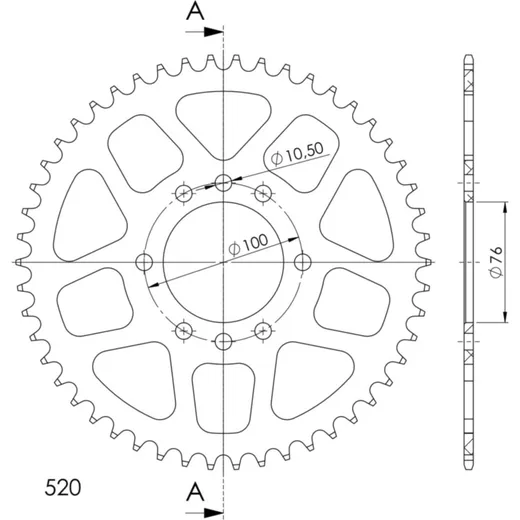 Alu-Rear Sprocket / Chain Wheel Supersprox 520/50t red 15401AR50