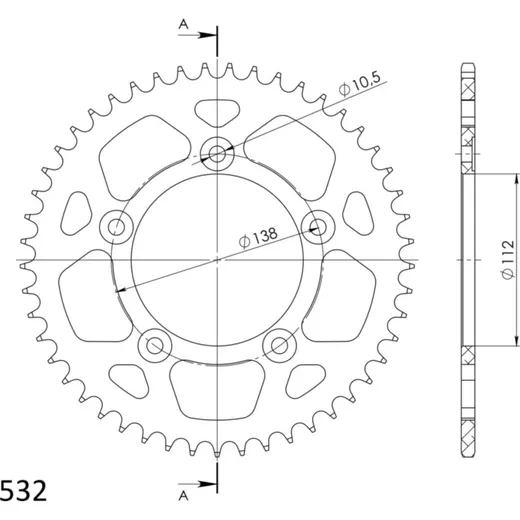 Alu-Rear Sprocket / Chain Wheel Supersprox 532/49t black