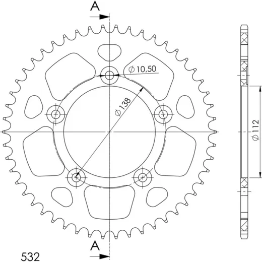 Alu-Rear Sprocket / Chain Wheel Supersprox 532/50t black