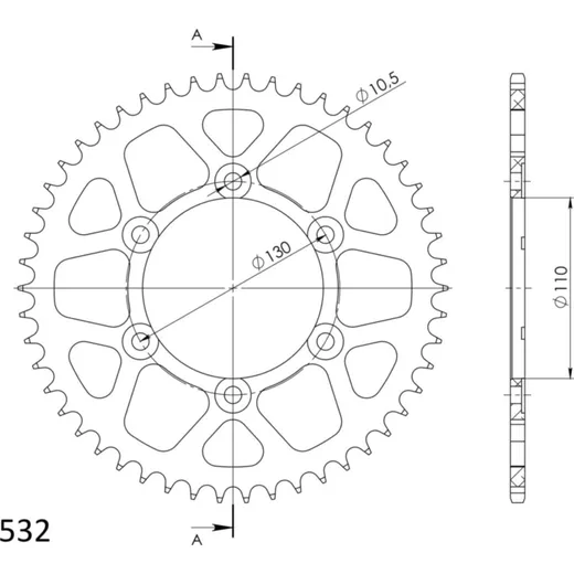 Alu-Rear Sprocket / Chain Wheel Supersprox 532/50t black 13811AK50