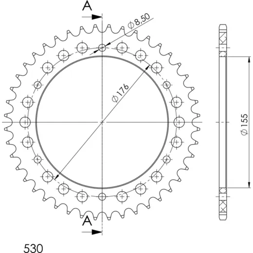 Alu-Rear Sprocket / Chain Wheel Supersprox 530/43t black 87601AK43