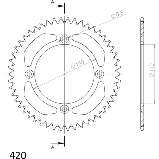 Alu-Rear Sprocket / Chain Wheel Supersprox 420/51t black