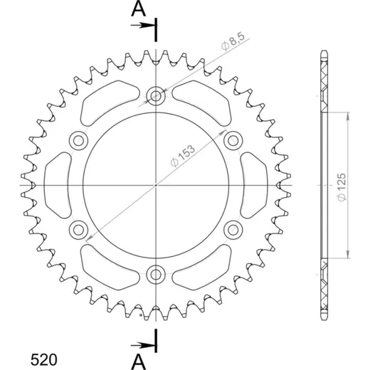 Alu-Rear Sprocket / Chain Wheel Supersprox 520/44t red