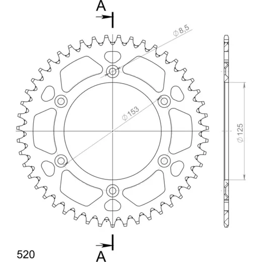 Alu-Rear Sprocket / Chain Wheel Supersprox 520/47t red