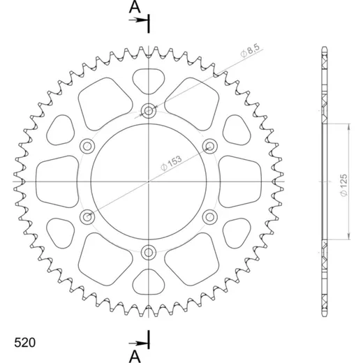 Alu-Rear Sprocket / Chain Wheel Supersprox 520/56t red
