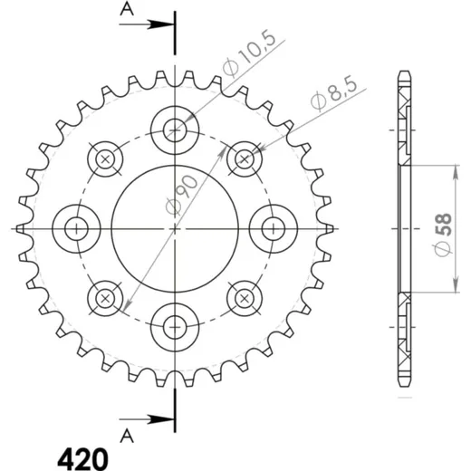 Alu-Rear Sprocket / Chain Wheel Supersprox 420/34t red