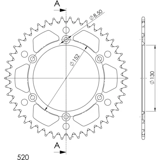 Alu-Rear Sprocket / Chain Wheel Supersprox 520/46t black 36600AK46