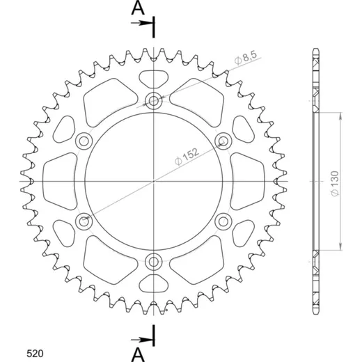 Alu-Rear Sprocket / Chain Wheel Supersprox 520/48t silver 36600AV48