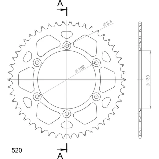 Alu-Rear Sprocket / Chain Wheel Supersprox 520/50t silver 36600AV50
