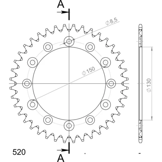 Alu-Rear Sprocket / Chain Wheel Supersprox 520/52t blue