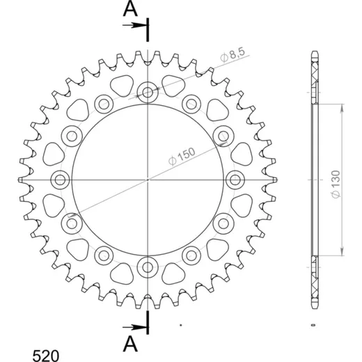 Alu-Rear Sprocket / Chain Wheel Supersprox 520/42t red 13323AR42