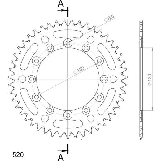 Alu-Rear Sprocket / Chain Wheel Supersprox 520/47t blue 13323AB47