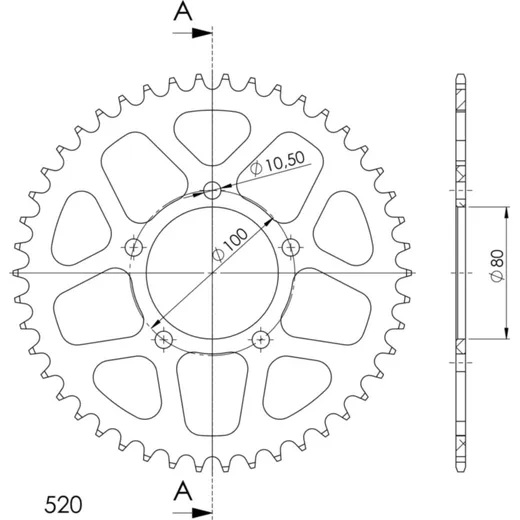 Alu-Rear Sprocket / Chain Wheel Supersprox 520/46t black 93604AK46