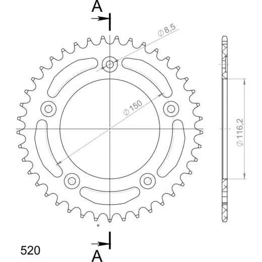 Alu-Rear Sprocket / Chain Wheel Supersprox 520/41t black 36306AK41