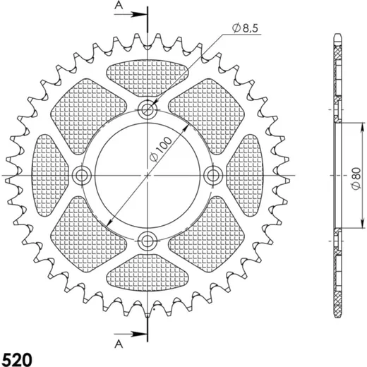Alu-Rear Sprocket / Chain Wheel Supersprox 520/44t orange