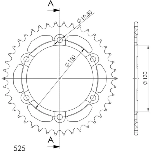 Alu-Rear Sprocket / Chain Wheel Supersprox 525/42t blue