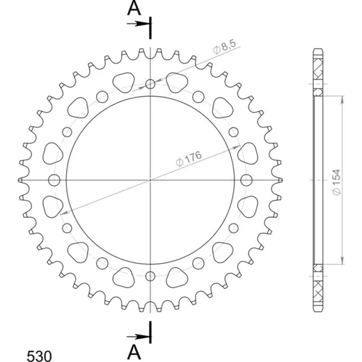 Alu-Rear Sprocket / Chain Wheel Supersprox 530/46t black 11607AK46