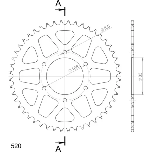 Alu-Rear Sprocket / Chain Wheel Supersprox 520/48t red 30404AR48