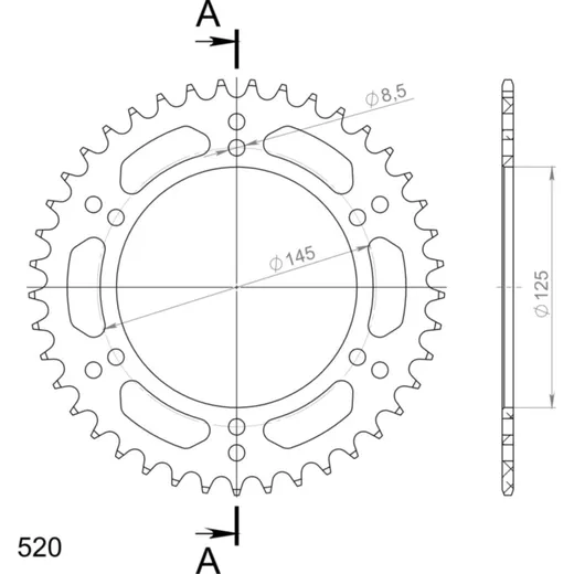 Alu-Rear Sprocket / Chain Wheel Supersprox 520/41t red 30405AR41