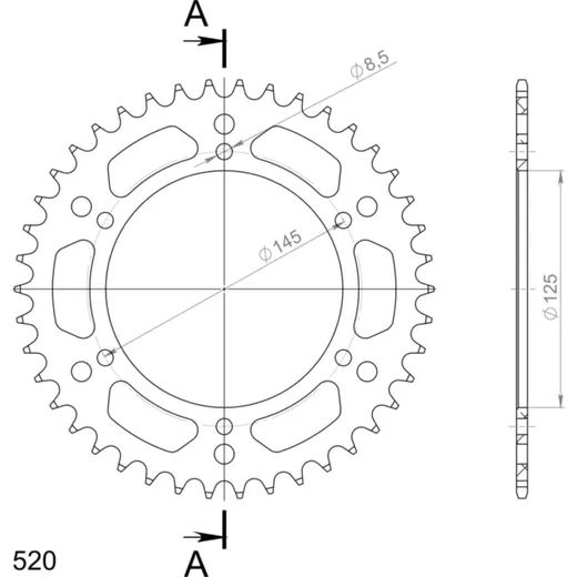 Alu-Rear Sprocket / Chain Wheel Supersprox 520/42t red 30405AR42