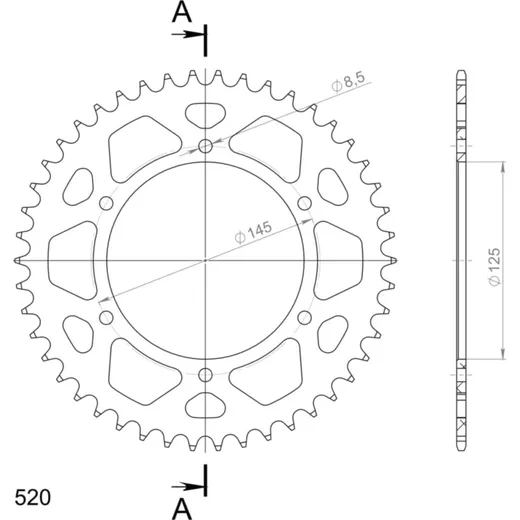 Alu-Rear Sprocket / Chain Wheel Supersprox 520/46t red 30405AR46