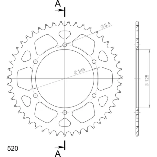 Alu-Rear Sprocket / Chain Wheel Supersprox 520/47t red 30405AR47
