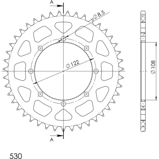 Alu-Rear Sprocket / Chain Wheel Supersprox 530/43t red 30413AR43