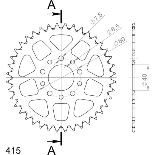 Alu-Rear Sprocket / Chain Wheel Supersprox 415/40t black