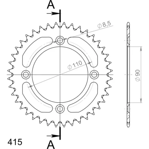 Alu-Rear Sprocket / Chain Wheel Supersprox 415/40t blue