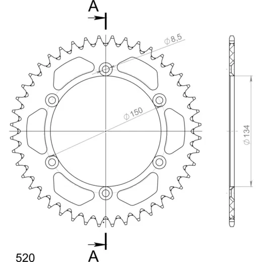 Alu-Rear Sprocket / Chain Wheel Supersprox 520/44t green