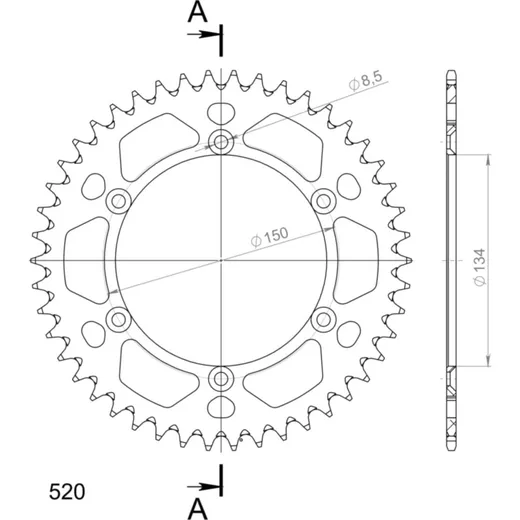 Alu-Rear Sprocket / Chain Wheel Supersprox 520/46t green