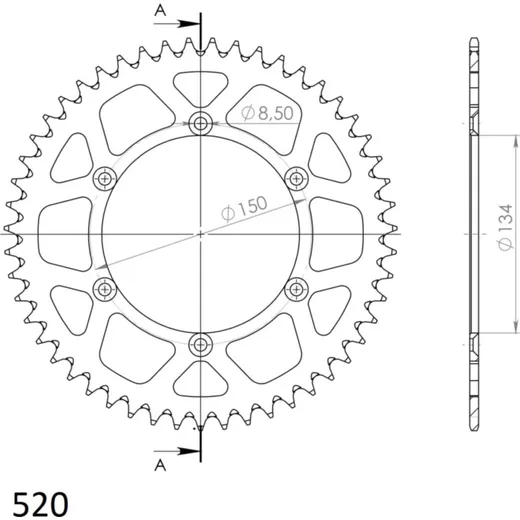 Alu-Rear Sprocket / Chain Wheel Supersprox 520/48t green