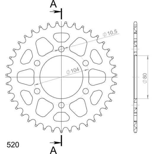 Alu-Rear Sprocket / Chain Wheel Supersprox 520/39t green