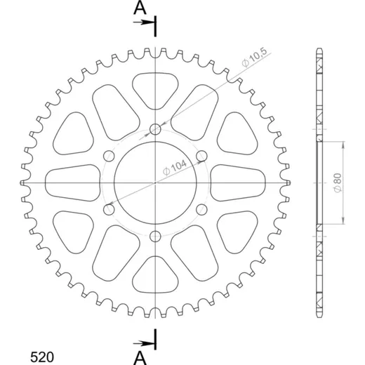 Alu-Rear Sprocket / Chain Wheel Supersprox 520/50t black 17403AK50