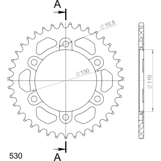 Alu-Rear Sprocket / Chain Wheel Supersprox 530/39t black 13813AK39