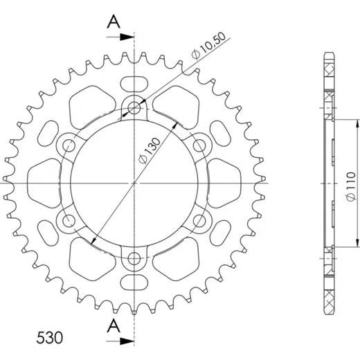 Alu-Rear Sprocket / Chain Wheel Supersprox 530/43t red 13813AR43