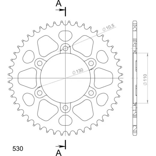 Alu-Rear Sprocket / Chain Wheel Supersprox 530/48t red