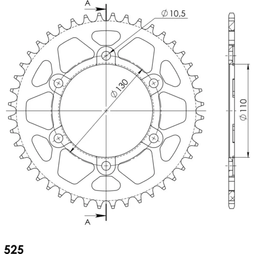 Alu-Rear Sprocket / Chain Wheel Supersprox 525/44t black 13810AK44