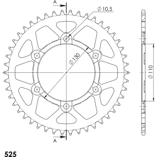 Alu-Rear Sprocket / Chain Wheel Supersprox 525/46t red