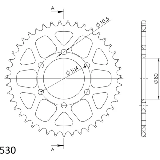 Alu-Rear Sprocket / Chain Wheel Supersprox 530/43t black 17604AK43