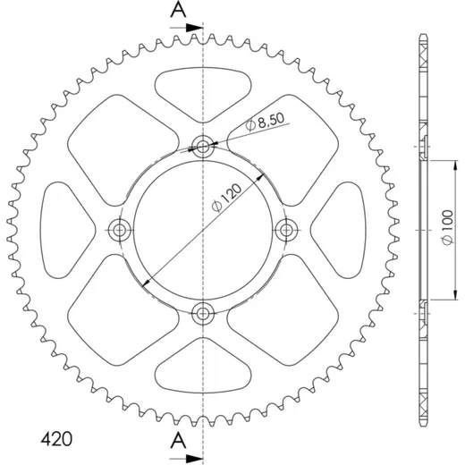 Alu-Rear Sprocket / Chain Wheel Supersprox 420/68t red