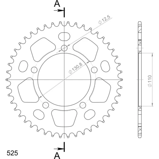 Alu-Rear Sprocket / Chain Wheel Supersprox 525/46t blue 36700AB46
