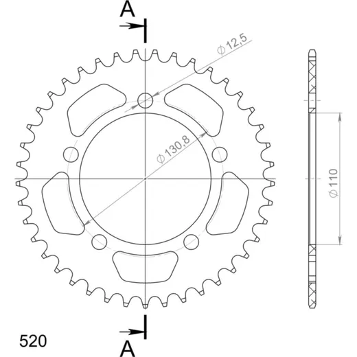 Alu-Rear Sprocket / Chain Wheel Supersprox 520/41t black 36701AK41