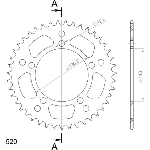 Alu-Rear Sprocket / Chain Wheel Supersprox 520/43t red 36701AR43