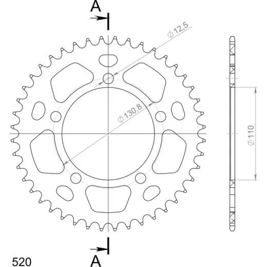 Alu-Rear Sprocket / Chain Wheel Supersprox 520/44t blue 36701AB44