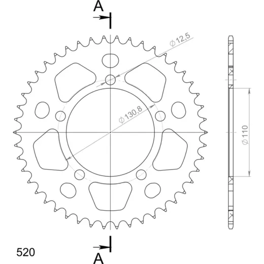 Alu-Rear Sprocket / Chain Wheel Supersprox 520/46t black 36701AK46